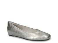 Crescent Flat Silver Metallic Croc Print view