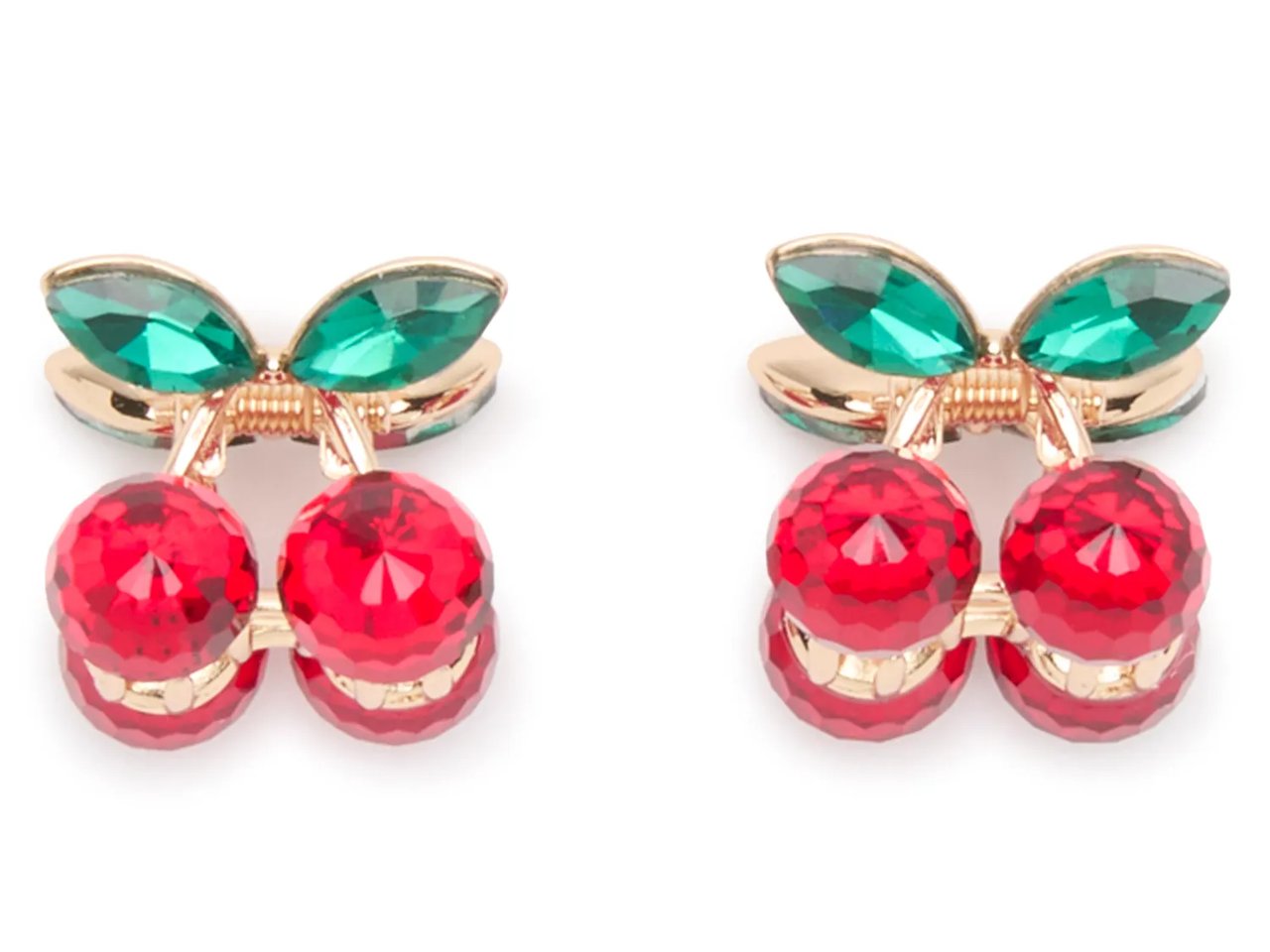Cherry Rhinestone Mini Hair Clip Set - 2 Pack