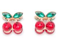 Cherry Rhinestone Mini Hair Clip Set - 2 Pack Cherry Red view