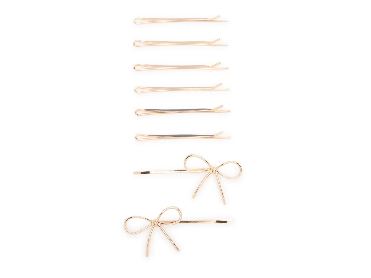 Metal Enamel Puffy & Bow Hair Pin Set - 8 Pack
