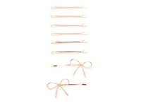 Metal Enamel Puffy & Bow Hair Pin Set - 8 Pack Multicolor view