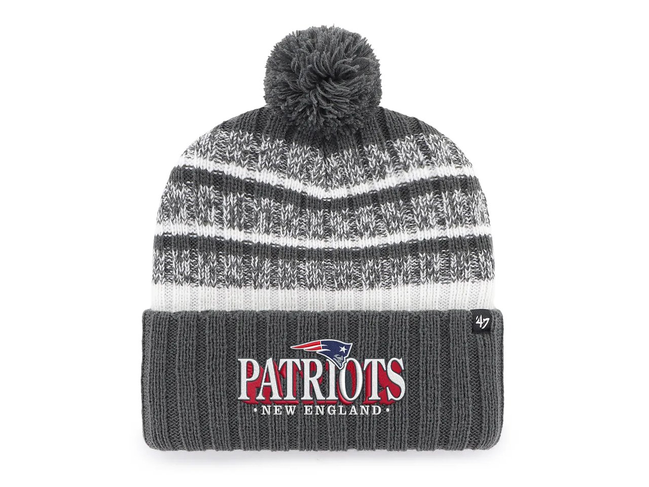 New England Patriots Stripe Pom Beanie