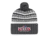 New England Patriots Stripe Pom Beanie Charcoal view