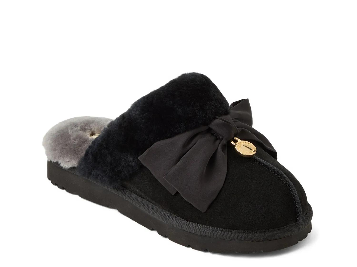 Fireside By Dearfoams Sydney Dream Bow Scuff Slipper In Black