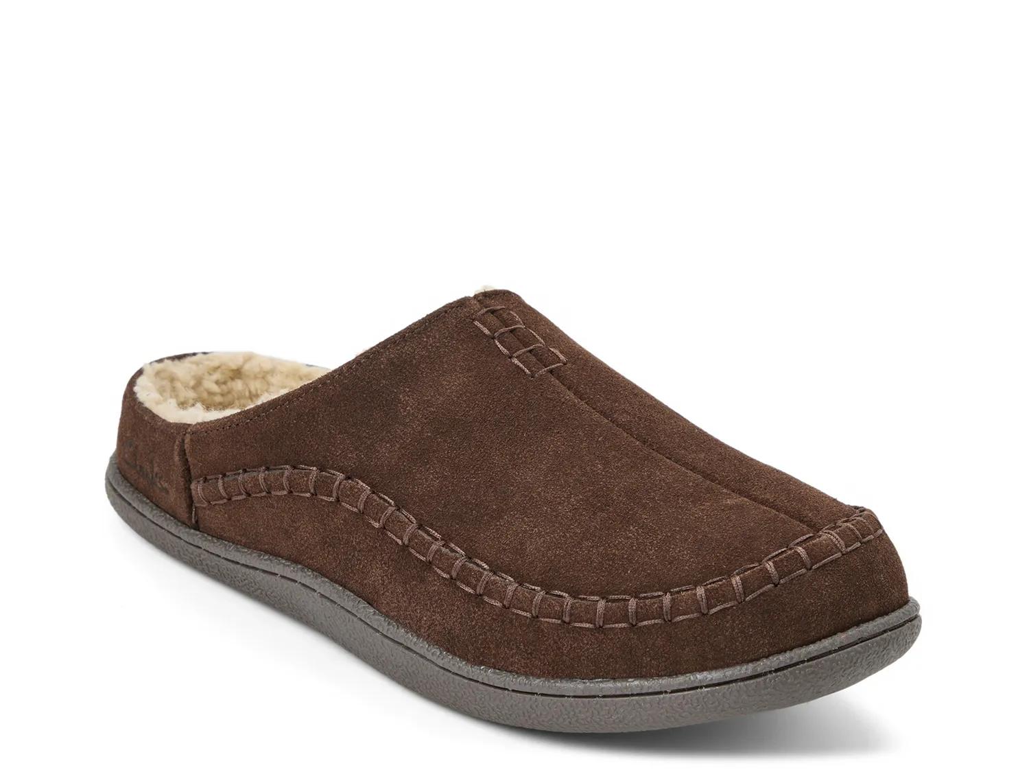 Clarks Suede Stitch Clog Slipper In Brown