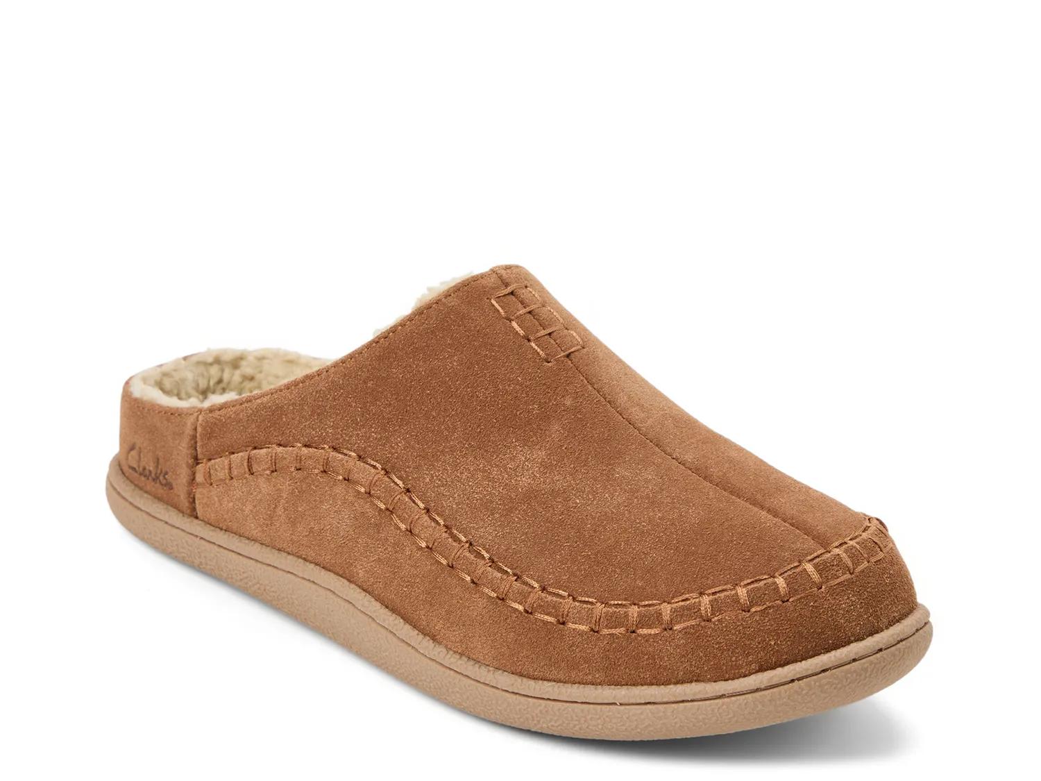 Clarks Suede Stitch Clog Slipper In Brown