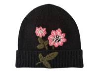 Floral Embroidered Beanie Black view