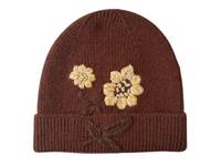 Floral Embroidered Beanie Brown view
