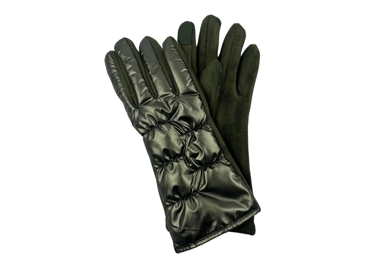 Faux Suede Palm Puffer Gloves