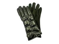 Faux Suede Palm Puffer Gloves Olive Green view