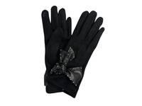 Studded Bow Faux Suede Gloves Black view