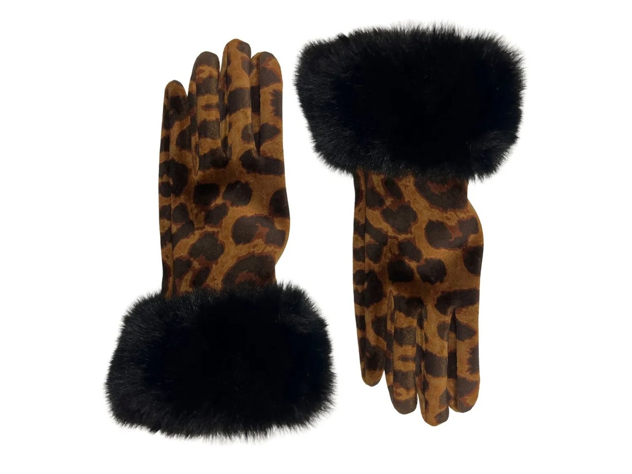 Velvet Leopard Print Gloves