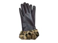 Faux Leather Gloves Brown Leopard Print view