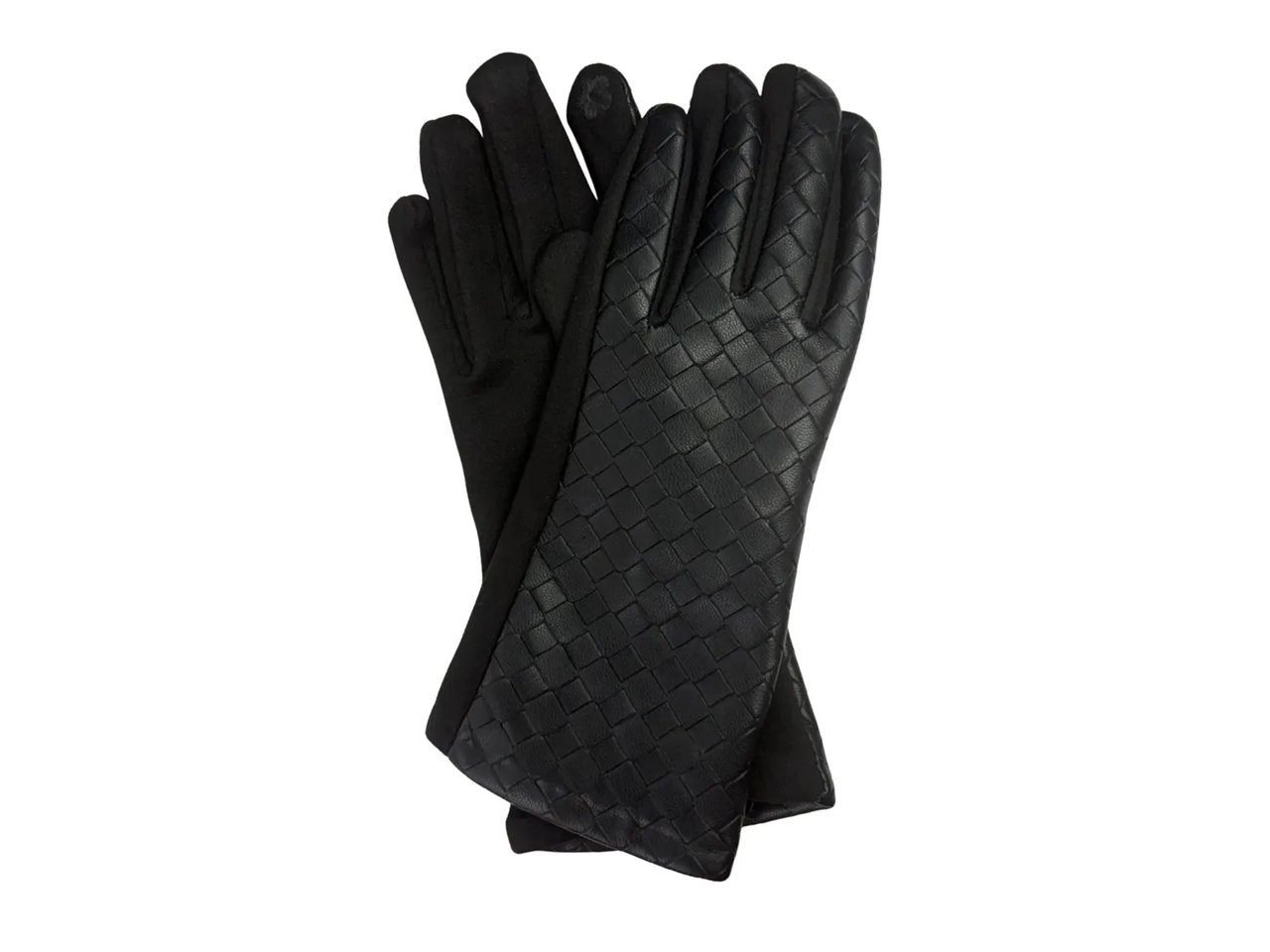 Woven Faux Leather Gloves