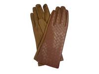 Woven Faux Leather Gloves Dark Brown view