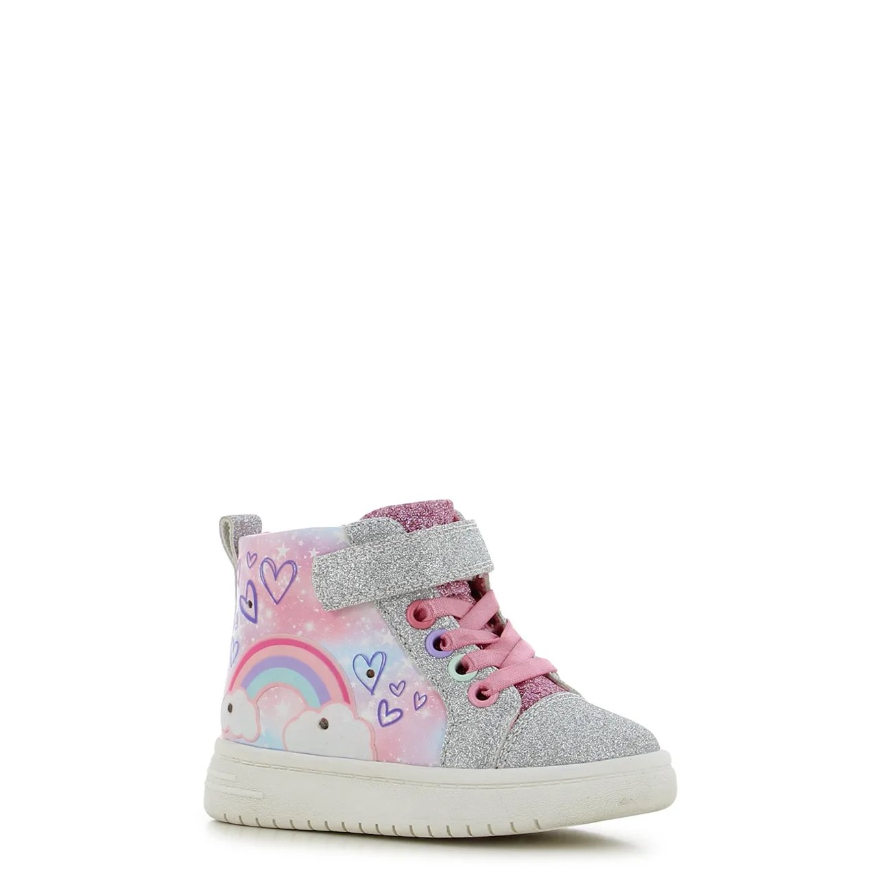 Toddler Girls' Rainbow Heart Light-up Hi Top Sneaker