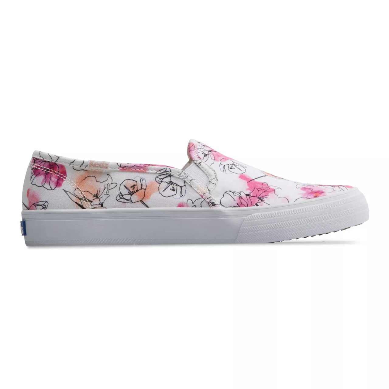 Double Decker Canvas Watercolor Floral Print Slip On