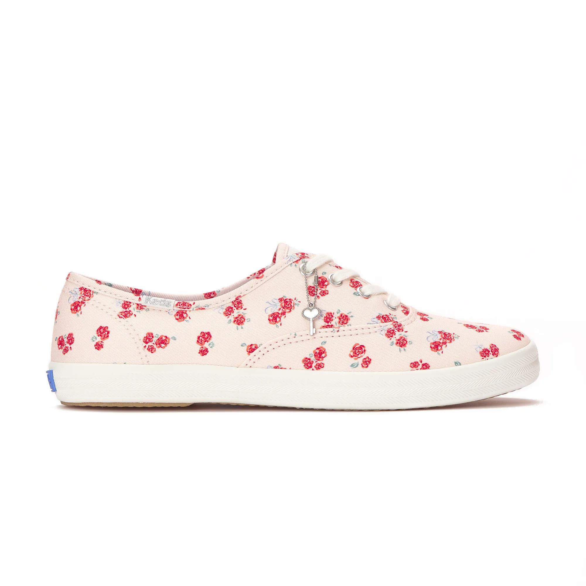 Keds Women's Champion Canvas Print Floral Lace-Up Sneakers in Blush size 6 - M
