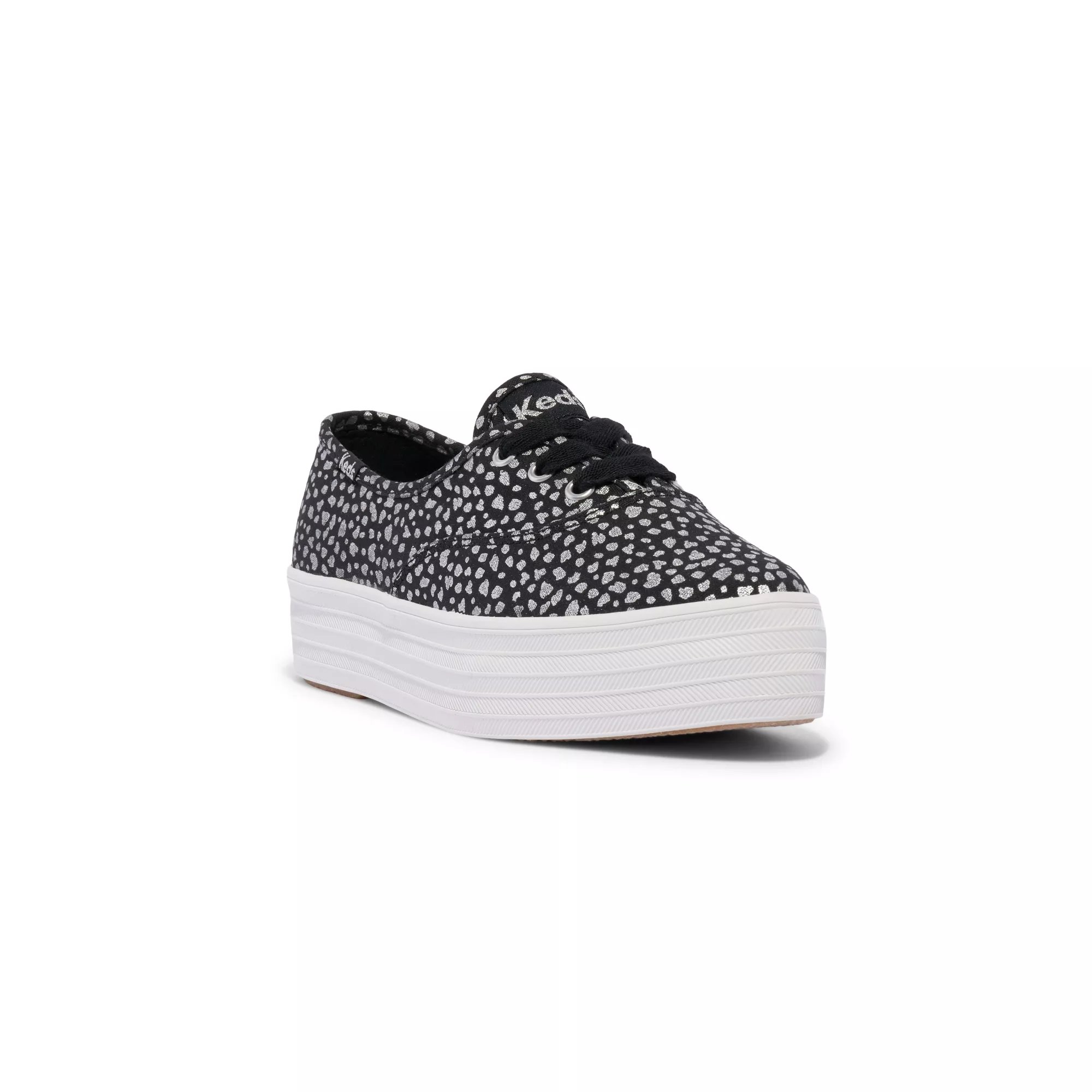 Point Canvas Mini Dot Print Lace Up