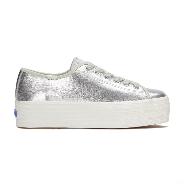 Triple Up Washed Metallic Leather Lace Up