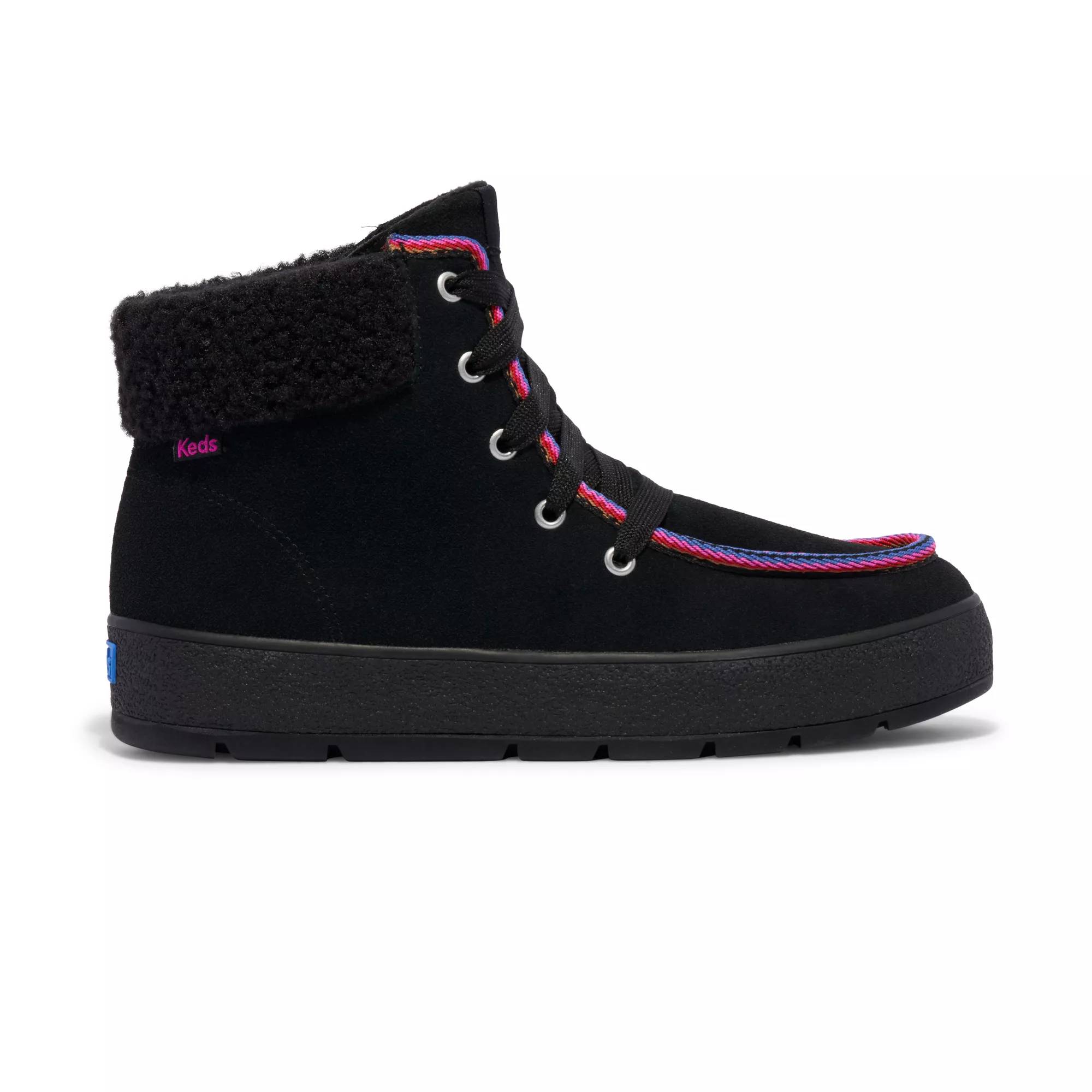 Explore Bootie Suede Pop Binding Black/Black view