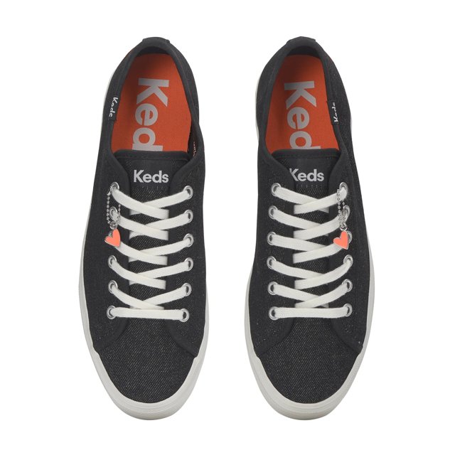 Triple Up Washed Denim Heart Lace Up