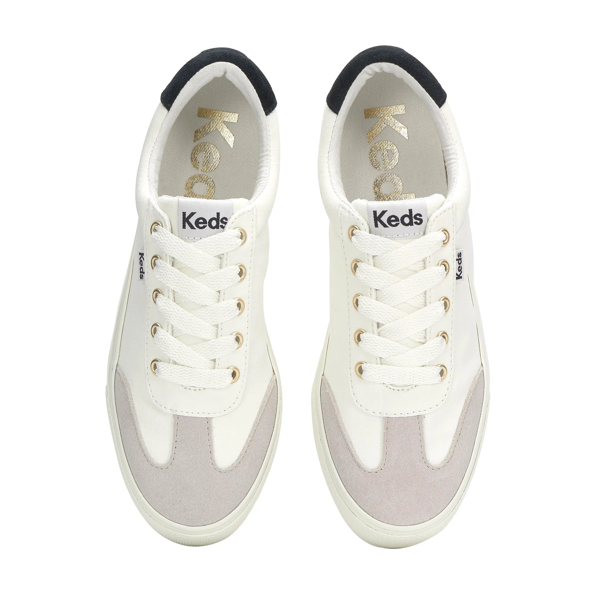 Keds Women's White Jump Kick T-Toe Ripstop/Suede Lace Up | KEDS