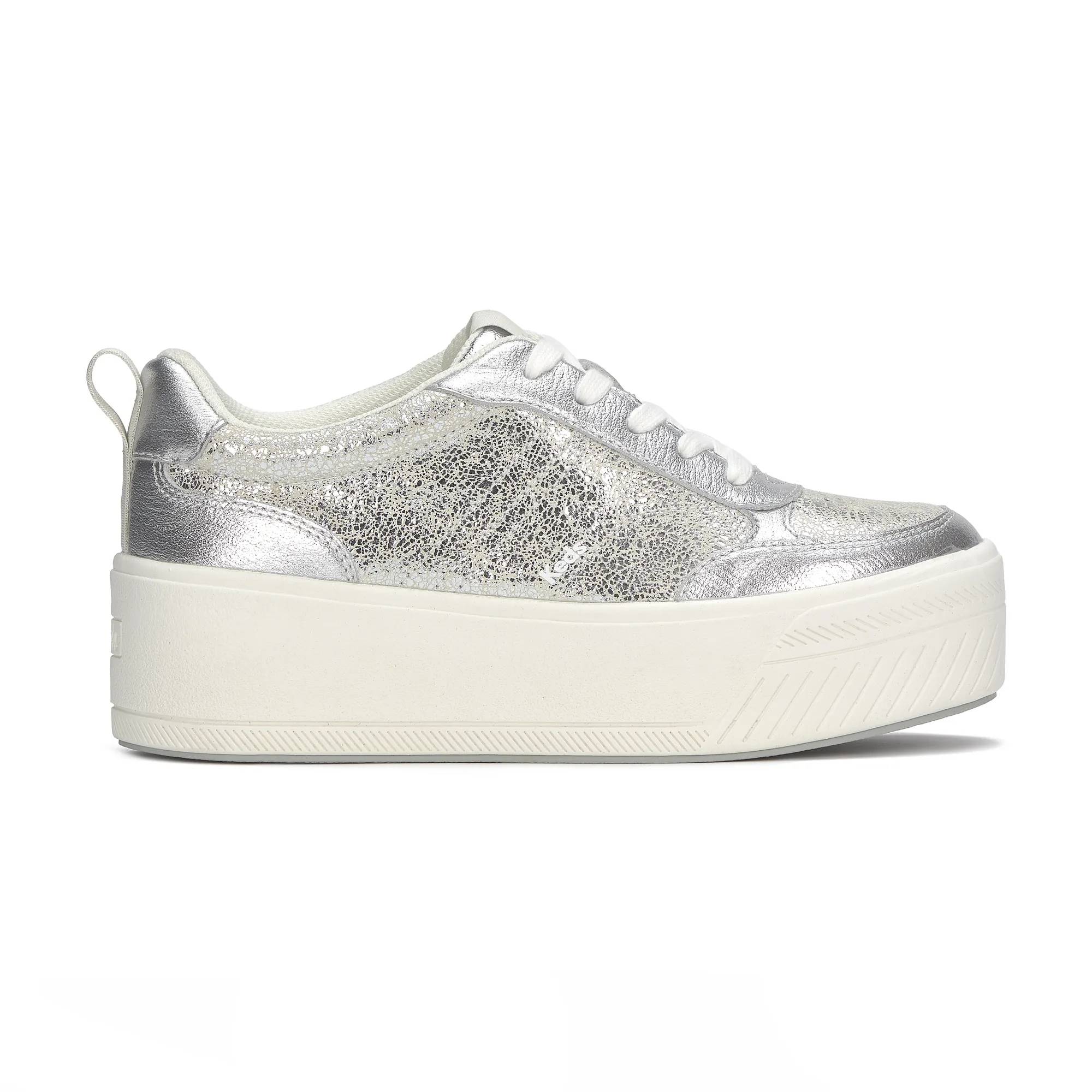 Skyler II Distressed Metallic Leather Lace Up Silver Metallic view