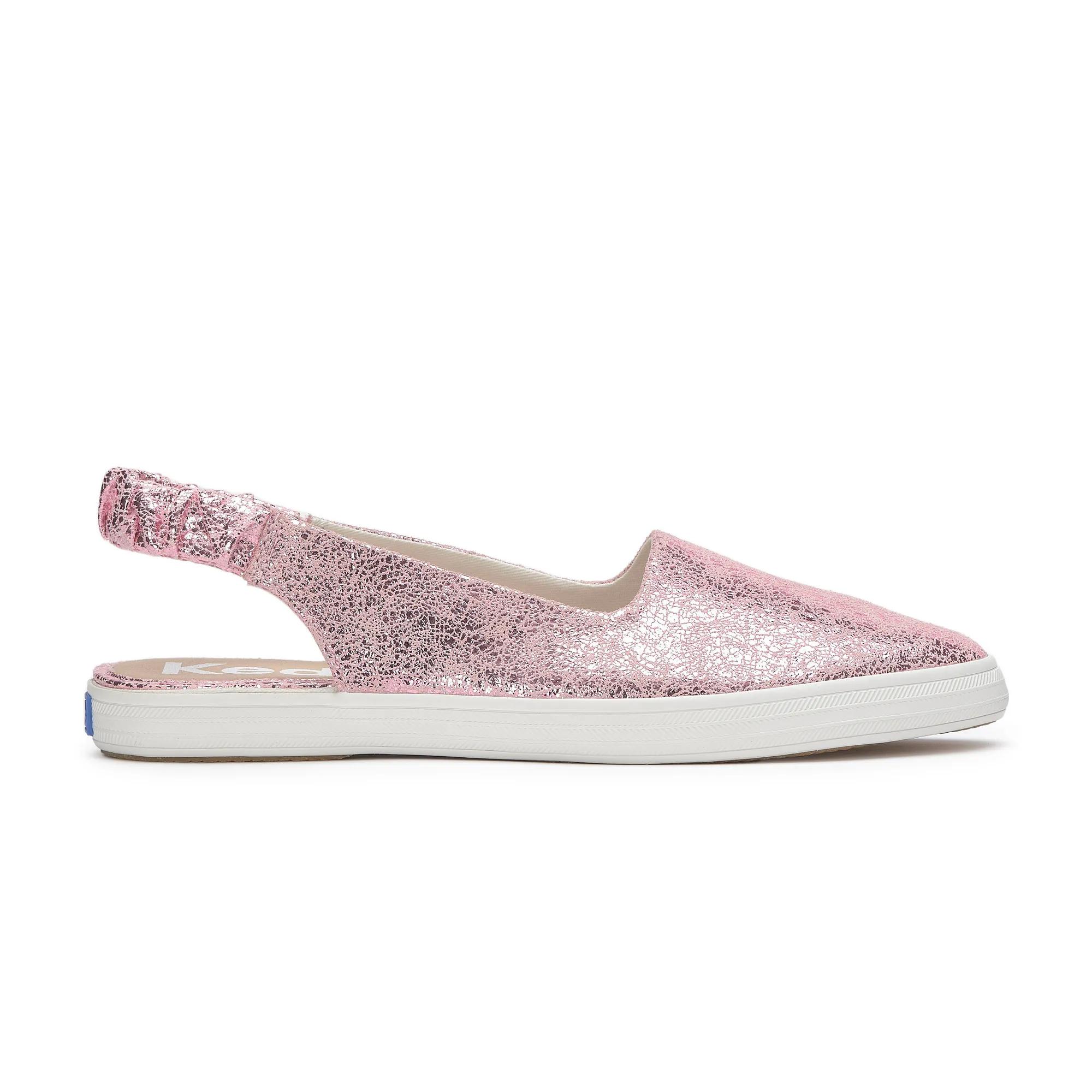 Keds Women's Point Slingback Distressed Metallic Leather Sneakers In Pink