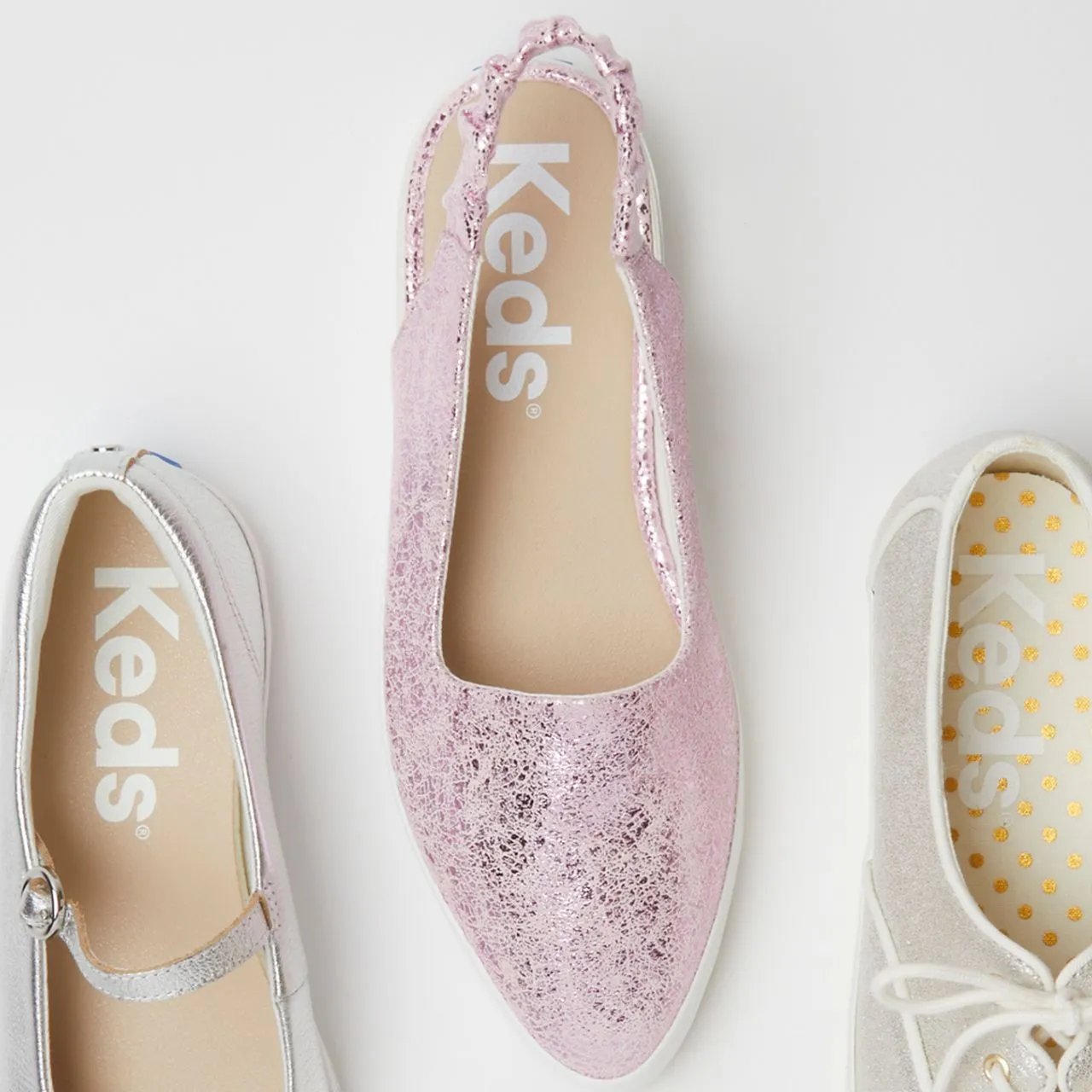 Point Slingback Distressed Metallic Leather