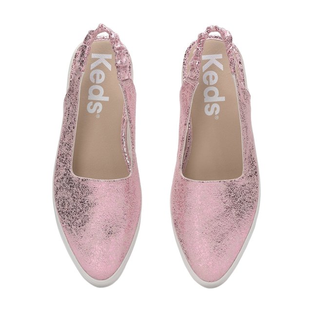 Point Slingback Distressed Metallic Leather