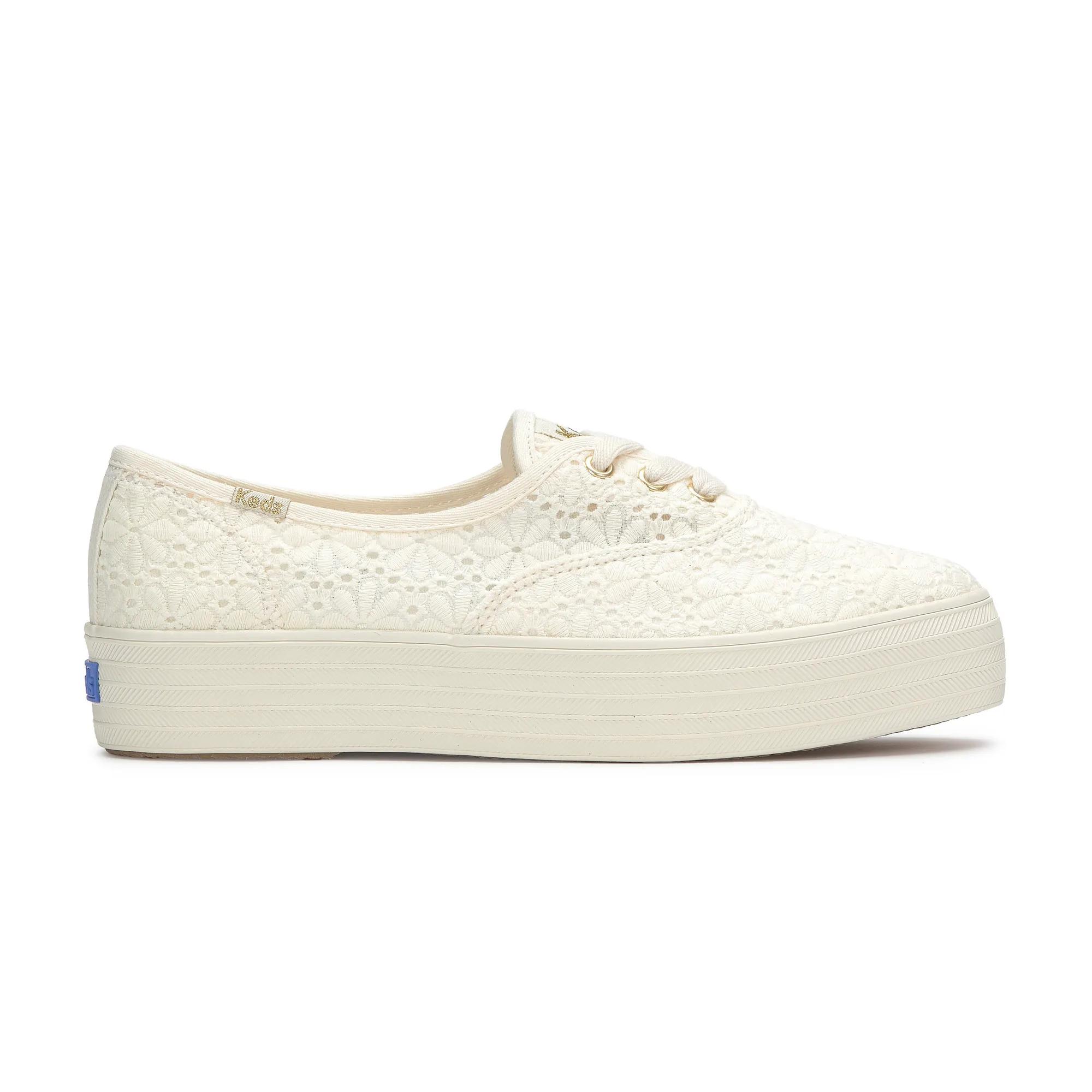 Keds Women's Point Festival Eyelet Lace-Up Canvas Sneakers in Egret size 10 - M