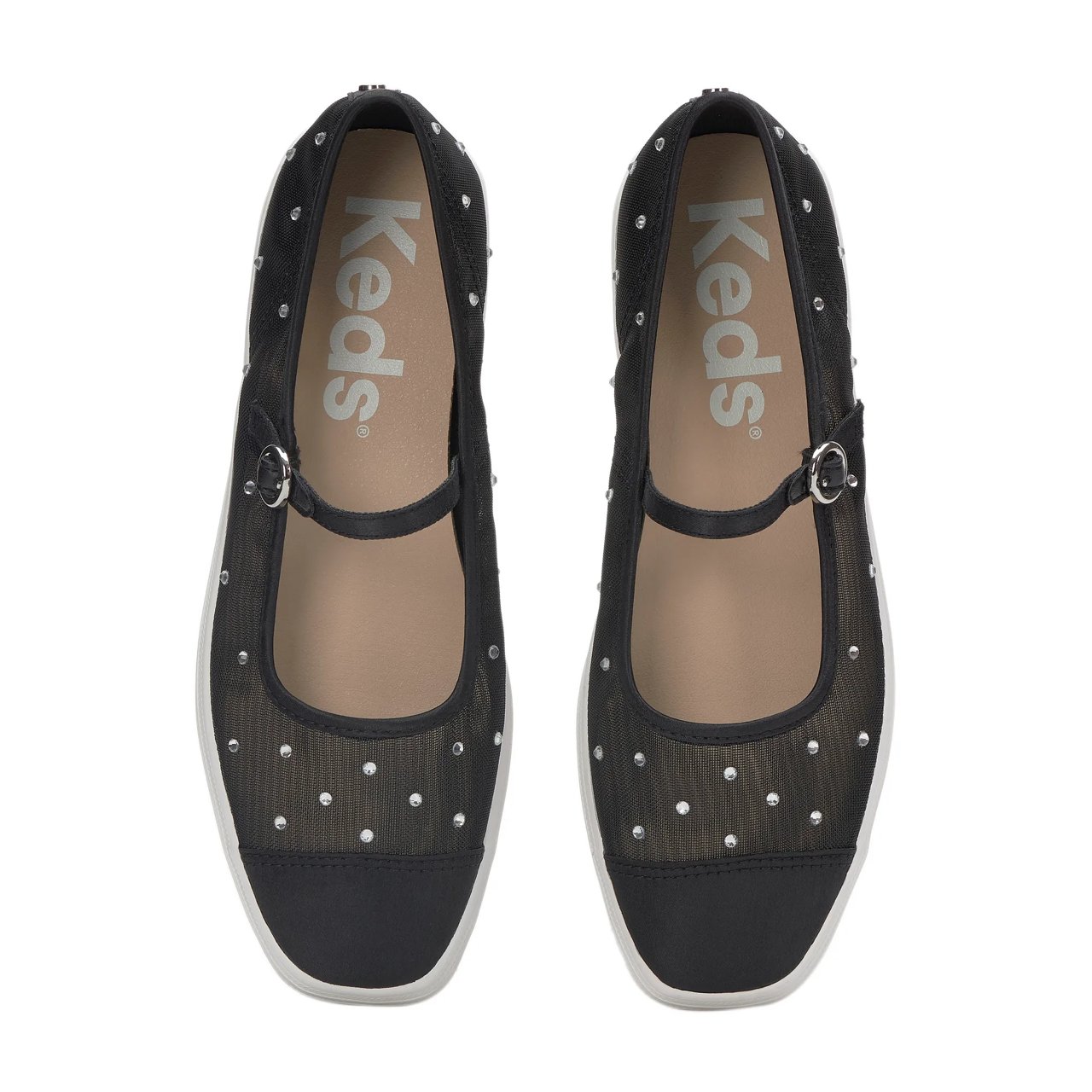 Square Toe Mary Jane Sheer Mesh Jewels