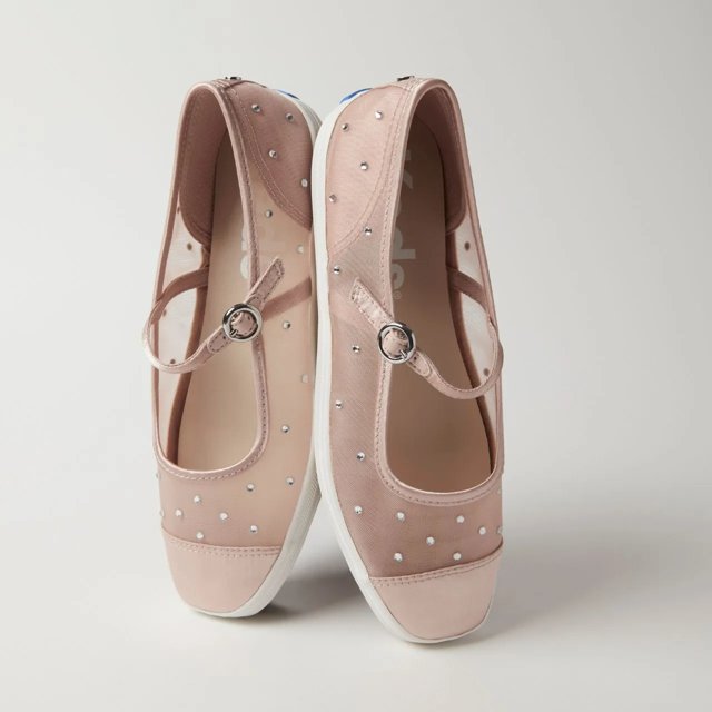 Square Toe Mary Jane Sheer Mesh Jewels