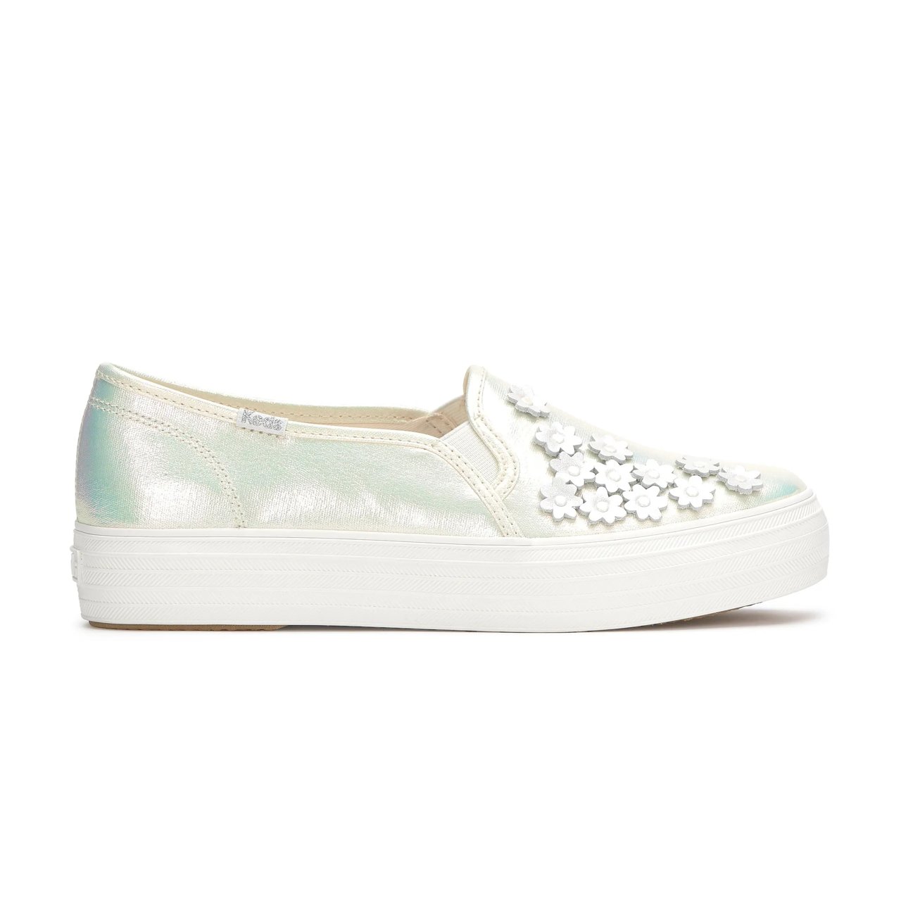 Triple Decker Canvas Floral Embellished Celebrations Slip On