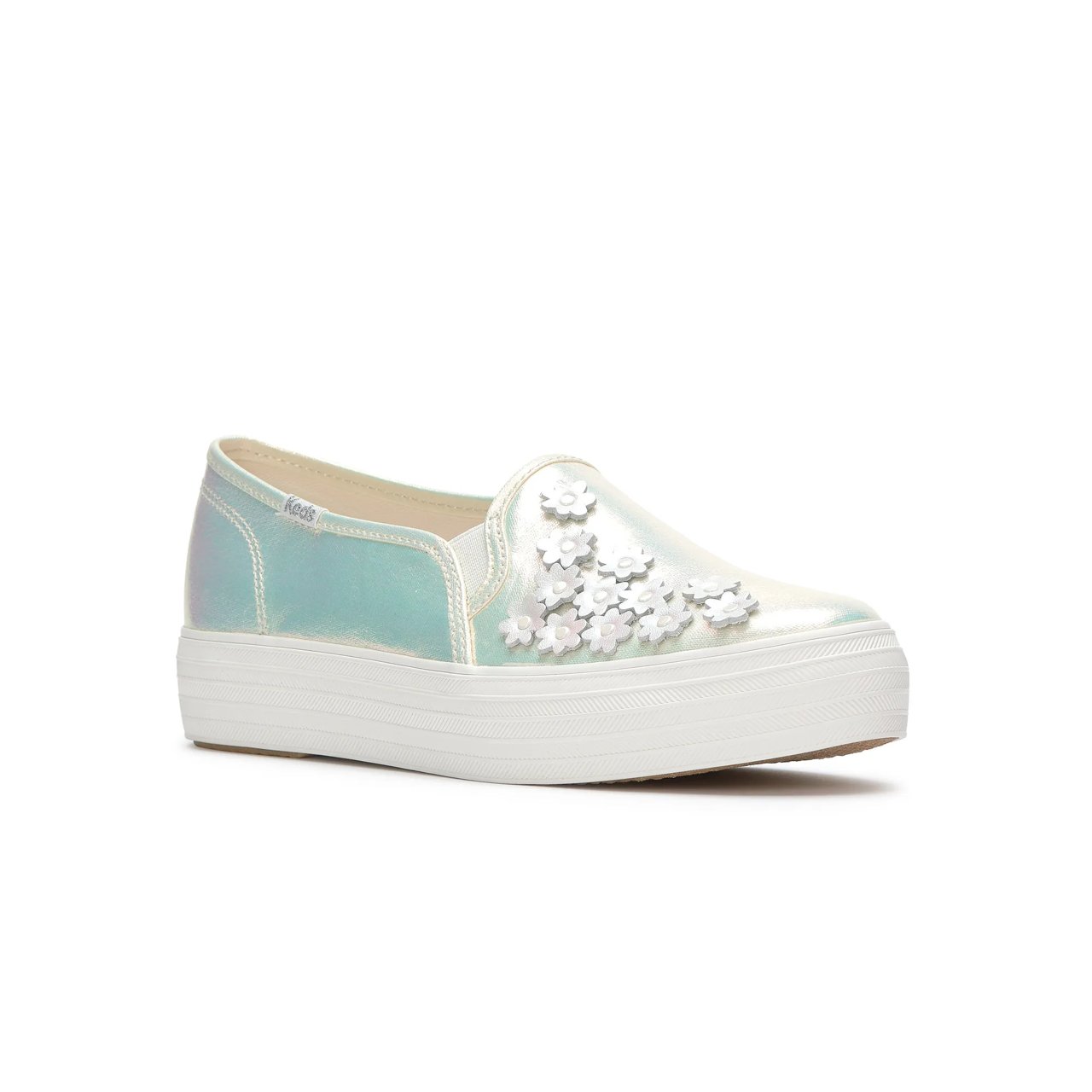 Triple Decker Canvas Floral Embellished Celebrations Slip On