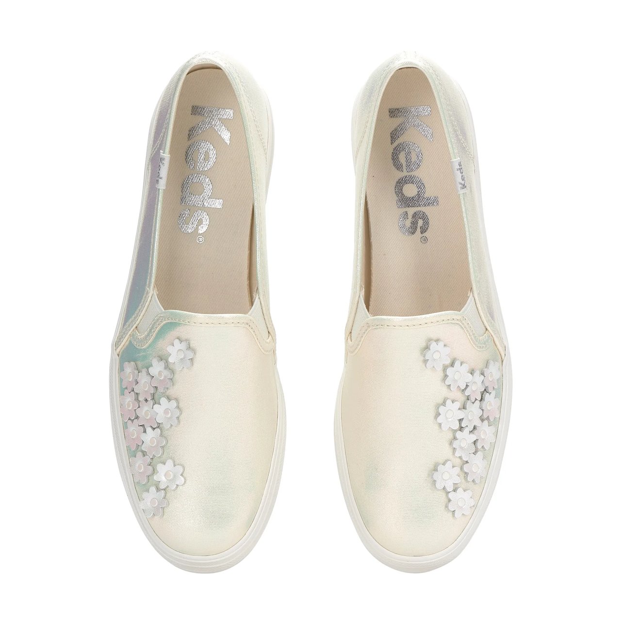 Triple Decker Canvas Floral Embellished Celebrations Slip On