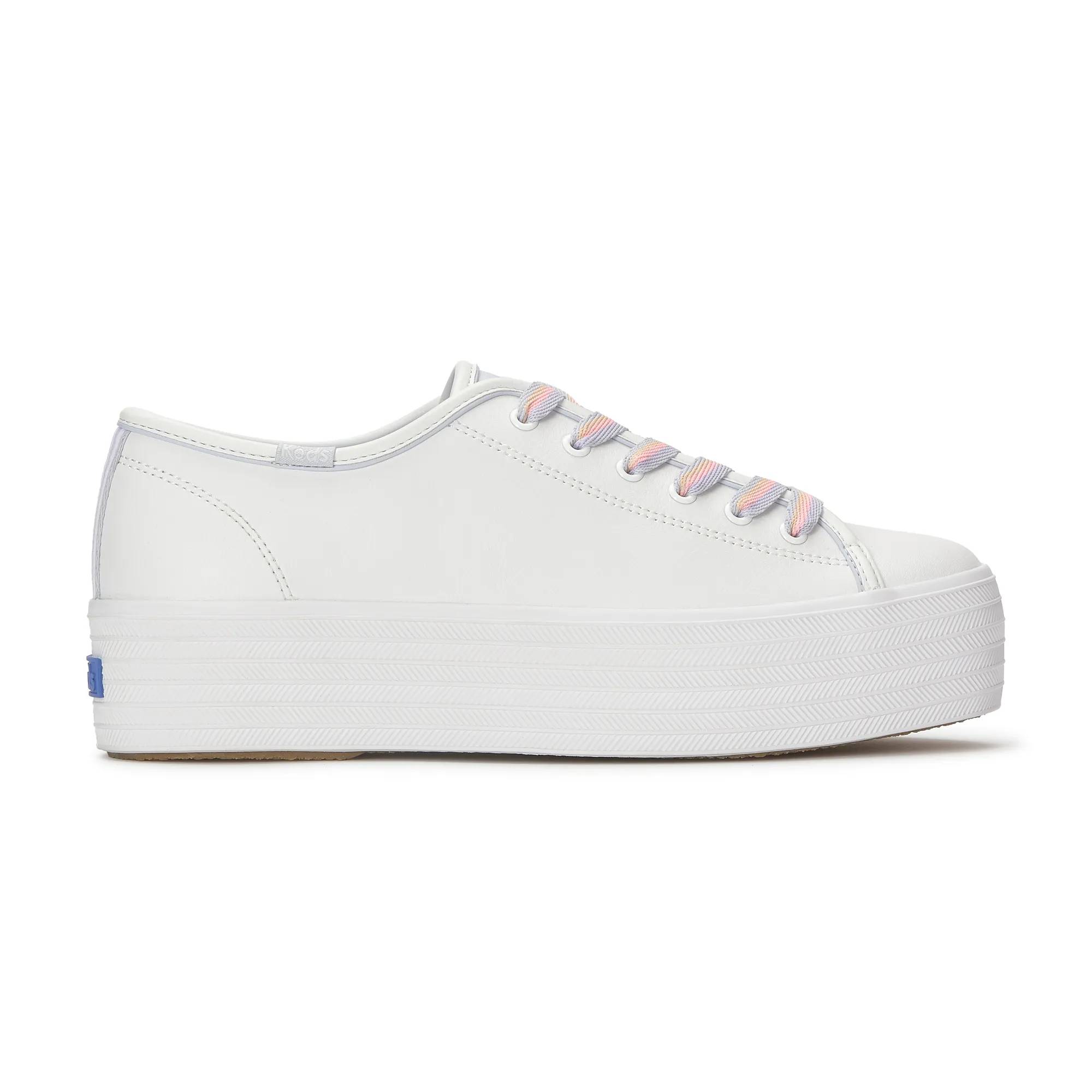 Triple Up Leather Pop Binding Lace Up Off White view