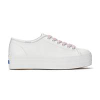 Triple Up Leather Pop Binding Lace Up Off White view