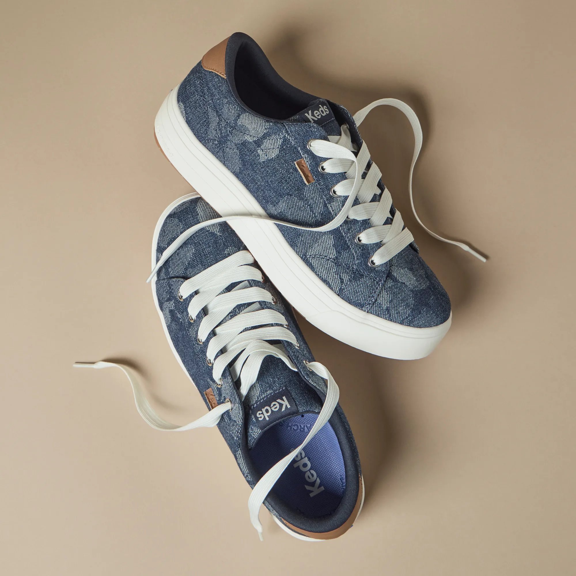 Park Floral Denim Lace Up