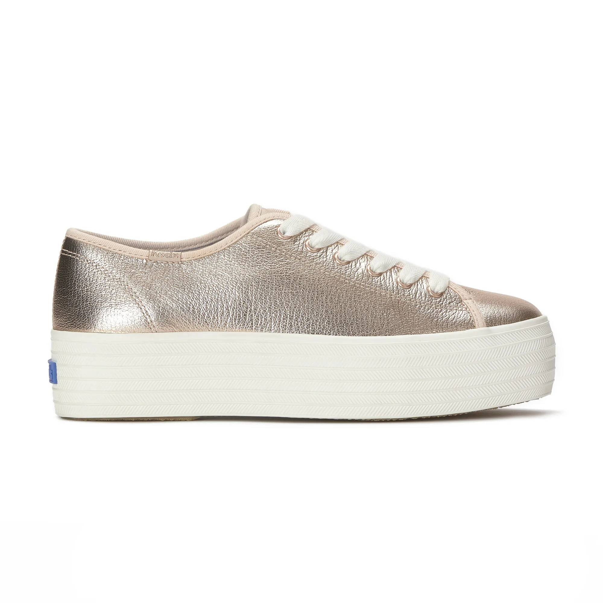 Triple Up Metallic Leather Lace Up Rose Gold view