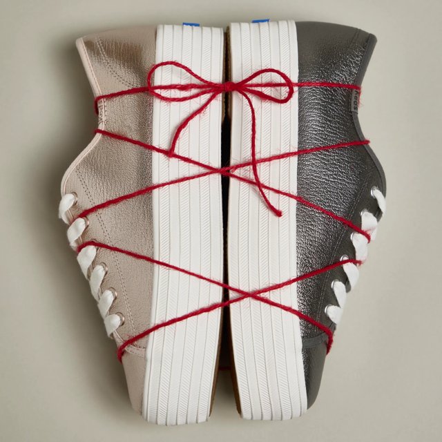 Triple Up Metallic Leather Lace Up