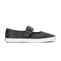 Square Toe Mary Jane Leather Grommet Buckle Black view