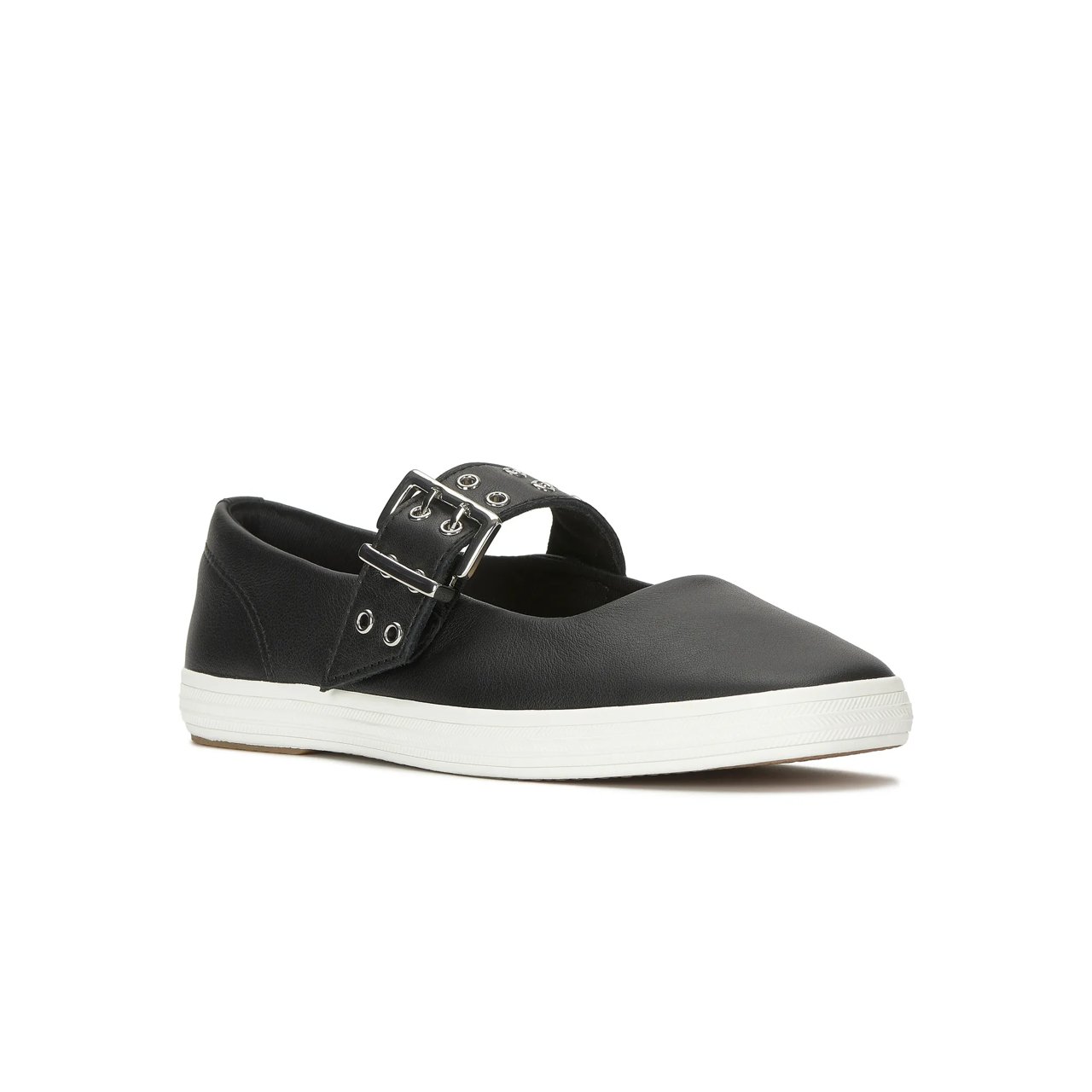 Square Toe Mary Jane Leather Grommet Buckle