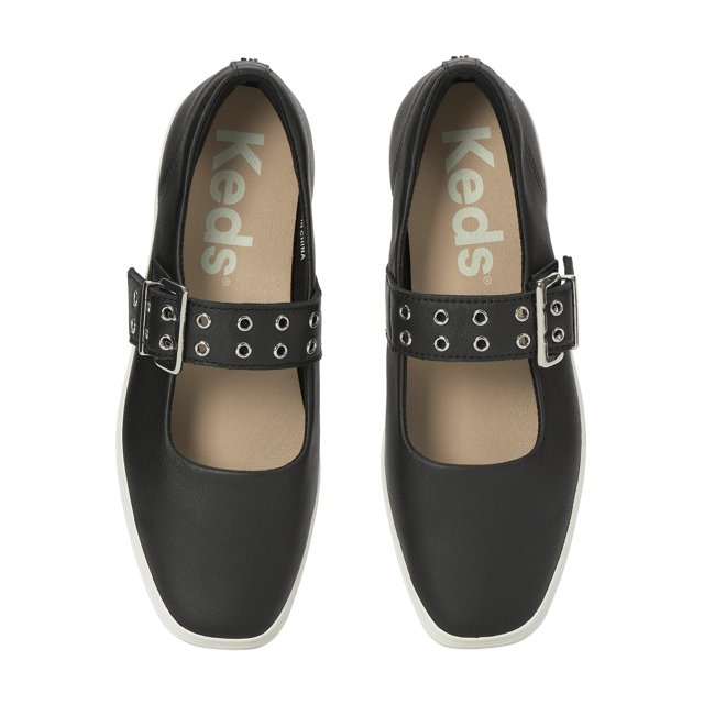 Square Toe Mary Jane Leather Grommet Buckle