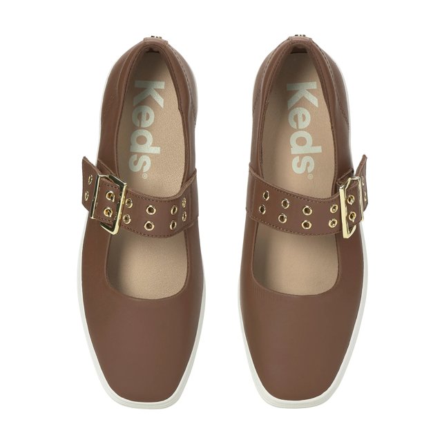Square Toe Mary Jane Leather Grommet Buckle