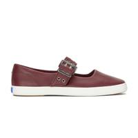 Square Toe Mary Jane Leather Grommet Buckle Red view