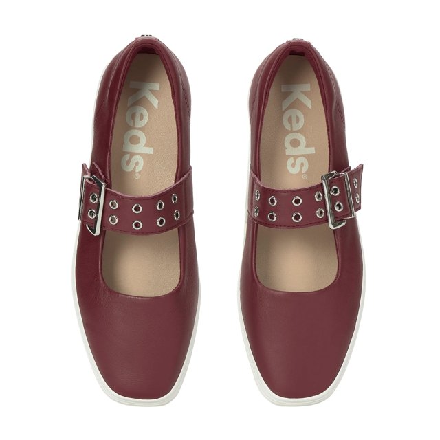 Square Toe Mary Jane Leather Grommet Buckle