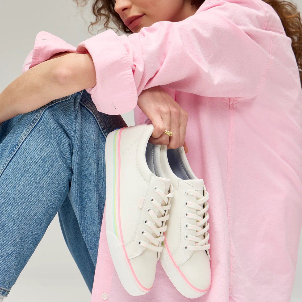 Jump Kick Leather Foxing Stripe Lace-Up