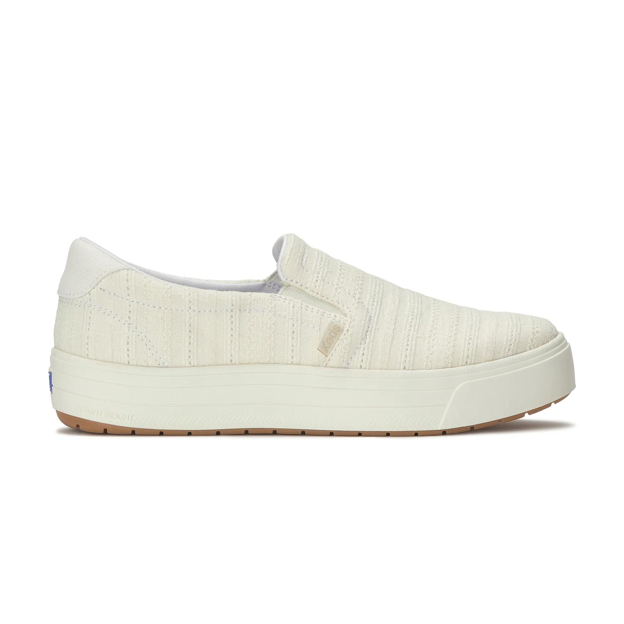 Keds Women's Park Stripe Eyelet Slip-On Canvas Sneakers in Snow White size 8.5 - M
